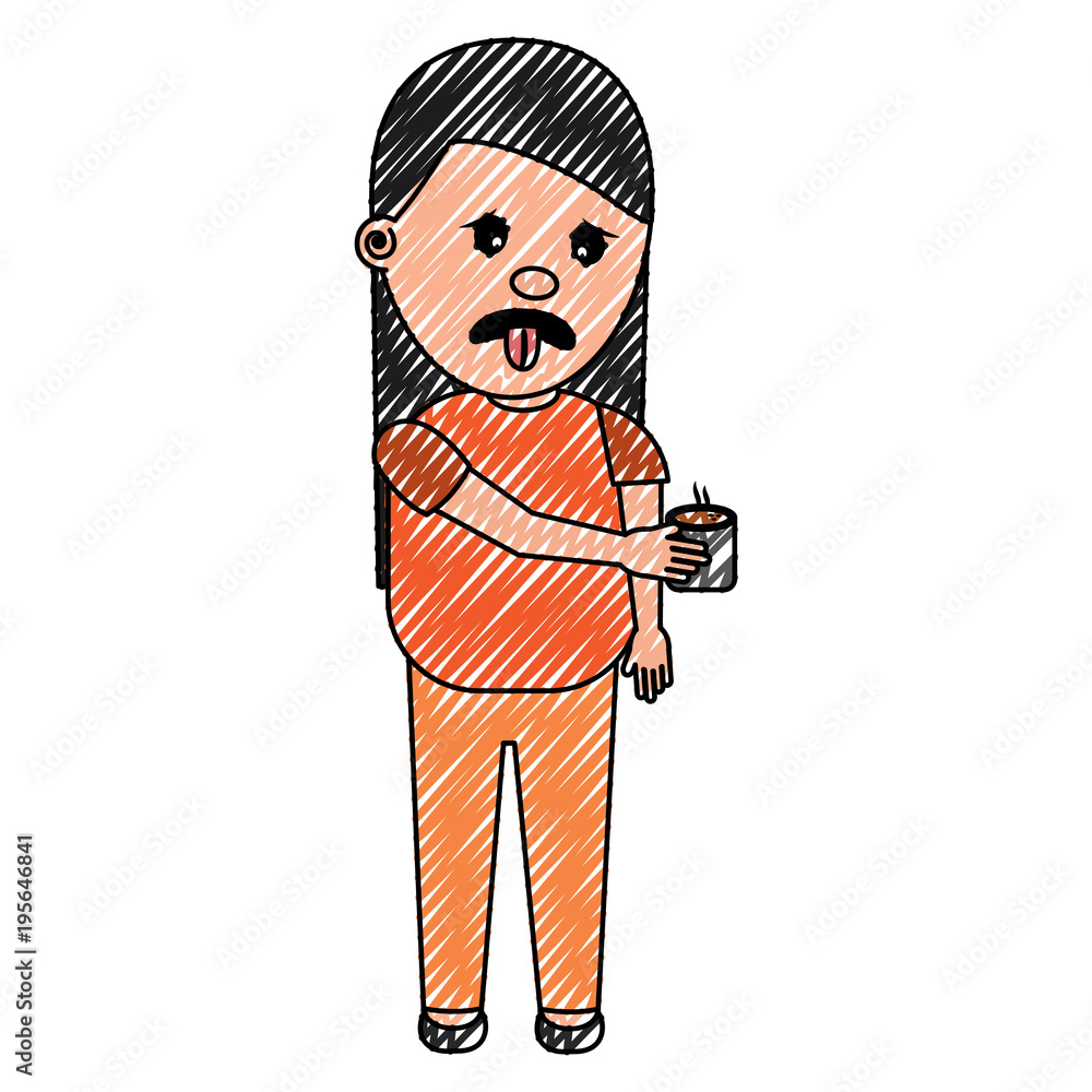 woman with tongue out holding up smells nasty vector illustration drawing image