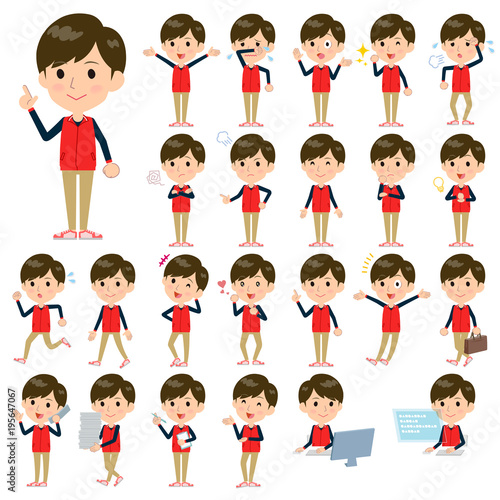 Store staff red uniform men_1