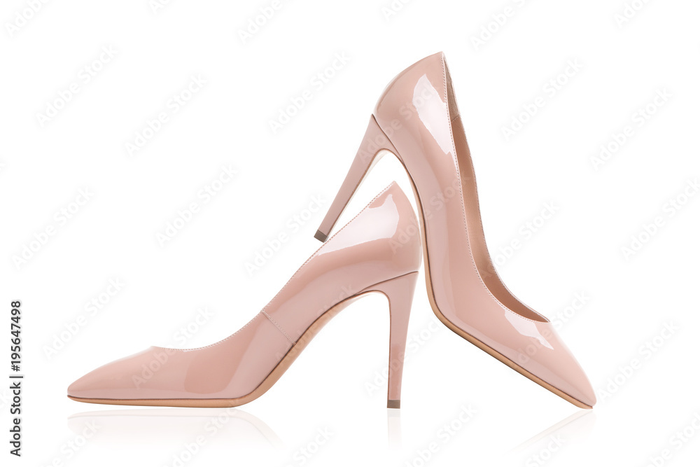 Lacquered shoes with beige high-heeled shoes Lacquered shoes with beige high-heeled shoes