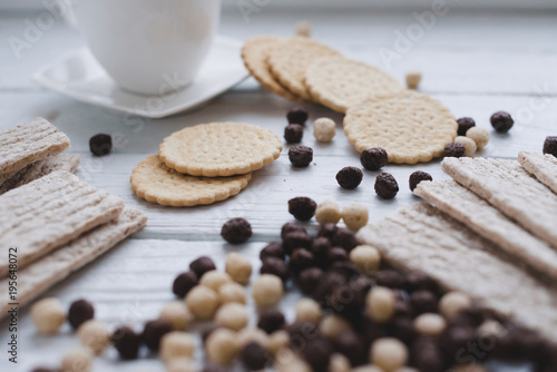 Dry rice diet breads. Healthy eating.