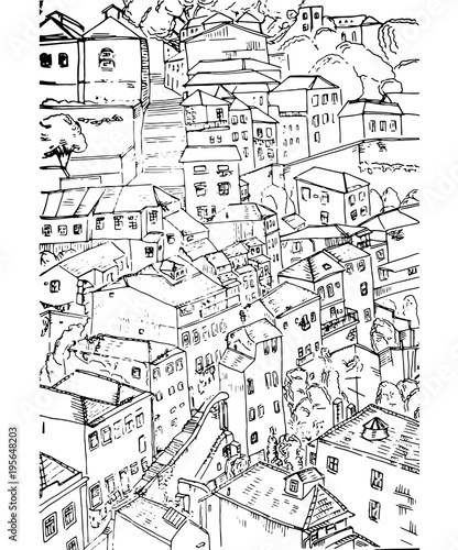 Sketch of Porto old houses