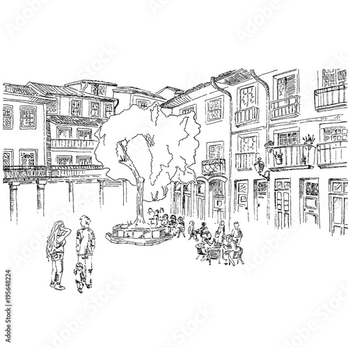 Sketch of old portuguese street