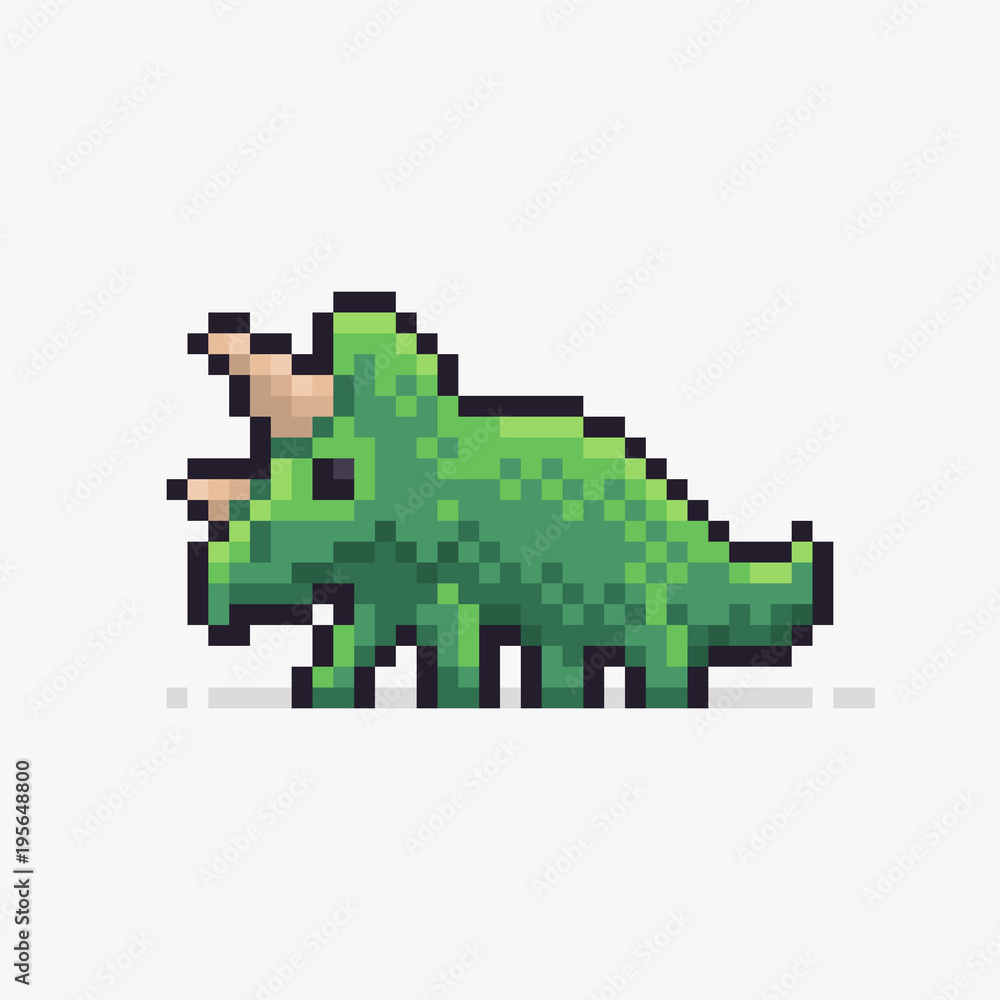 Fototapeta premium Pixel Art Triceratops