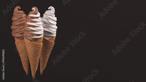 Foto Ice Cream Soft Serve Vanilla Chocolate Twist