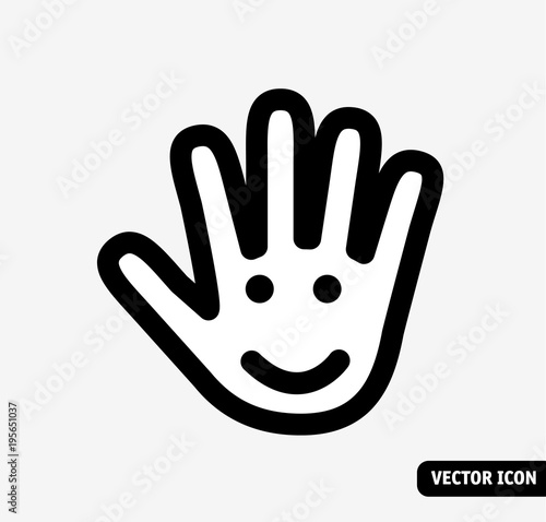 Nice touch smile black and white icon.