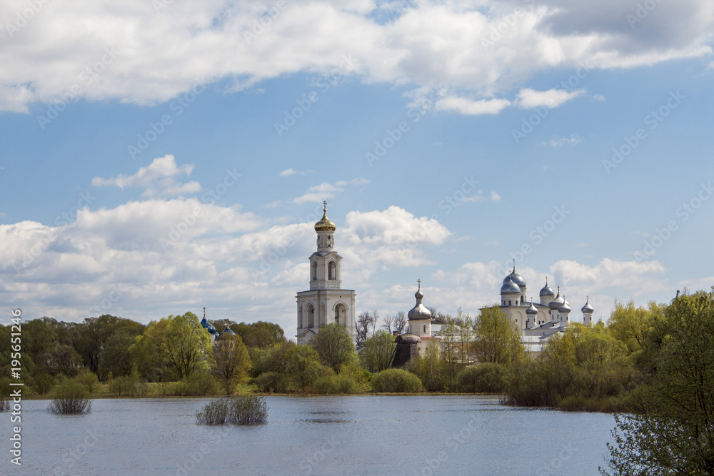 St. Yuriev Monastery, view from the river, Veliky Novgorod (Свято-Юрьев мужской монастырь, вид с реки, Великий Новгород)