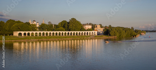 Yaroslav Dvorishche and Torg, view from the river, Veliky Novgorod (Ярославово Дворище и Торг, вид с реки,Великий Новгород)