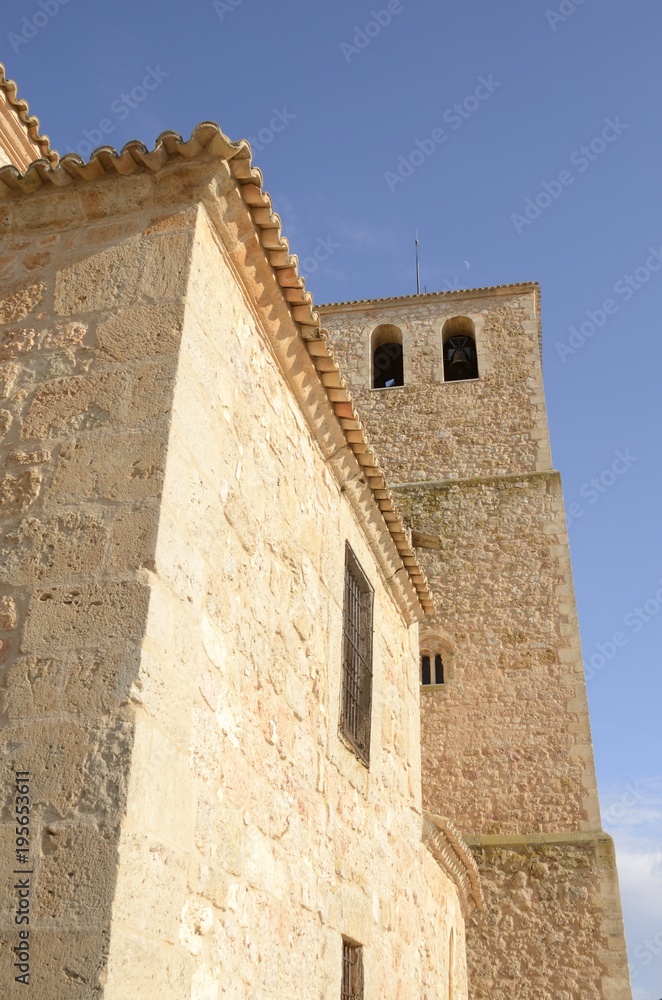 Stone bell tower in Belmonte, Spain