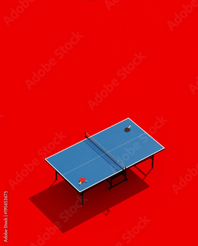 Ping-pong posters design. Table and rackets for ping-pong. 3d illustration