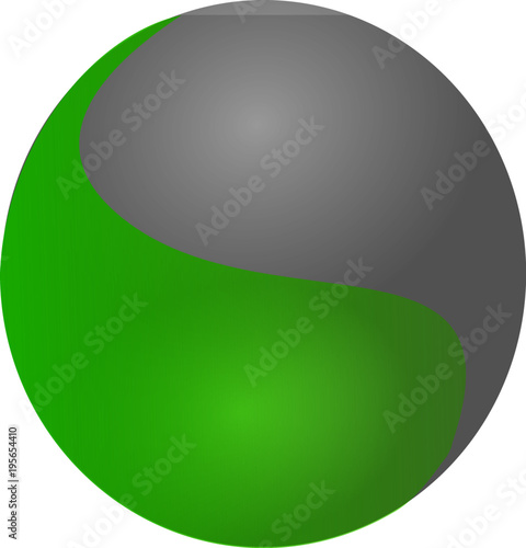 logo moderne sphérique vert et gris