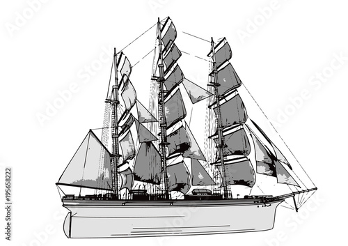 sketch ship of a sailboat vector