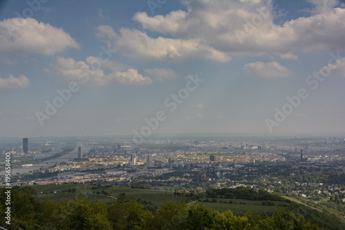 view over Vienna from nearby vineyards