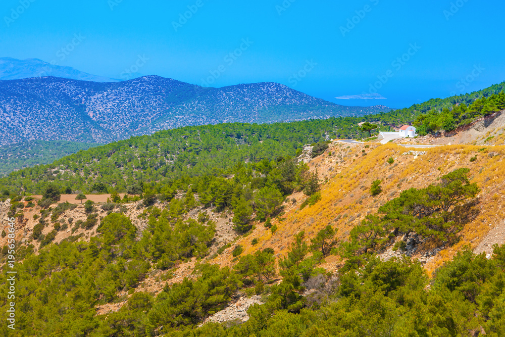Beautiful summer landscape of the coast of Aegean Sea