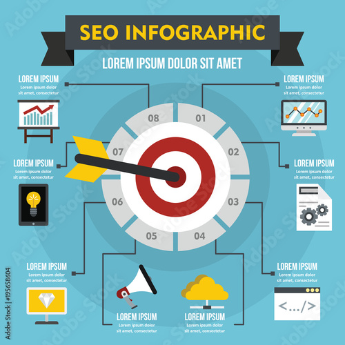 SEO infographic concept, flat style