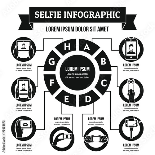 Selfie infographic concept, simple style