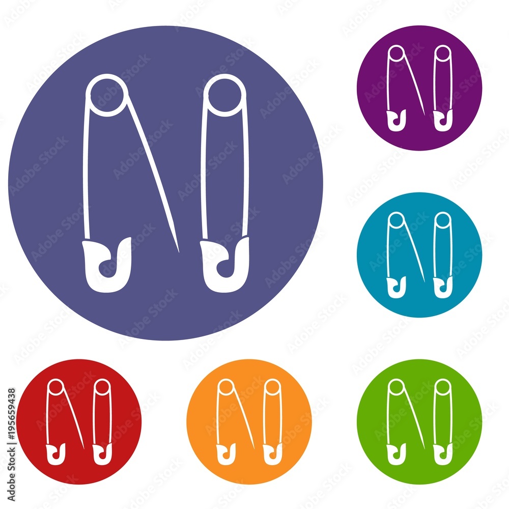 Pins icons set Pins icons set