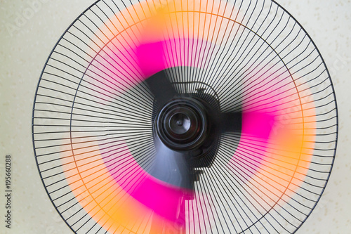 The fan of the stand. Copper retro fan. Vintage electric fan. Metal fan. Pedestal. Cooling fans