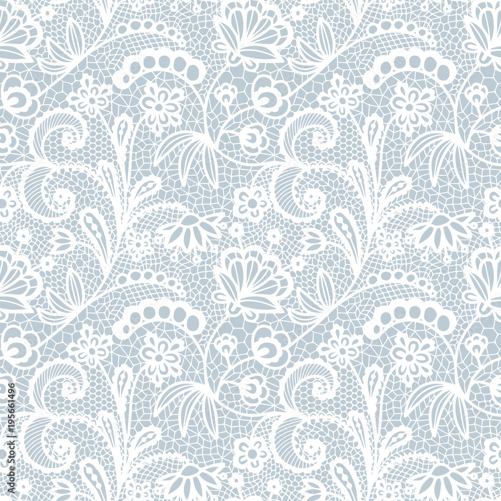 Lace seamless pattern with flowers