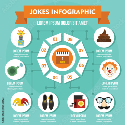 Jokes infographic concept, flat style