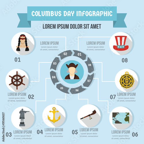 Columbus Day infographic concept, flat style