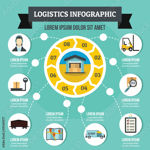 Logistics infographic concept, flat style