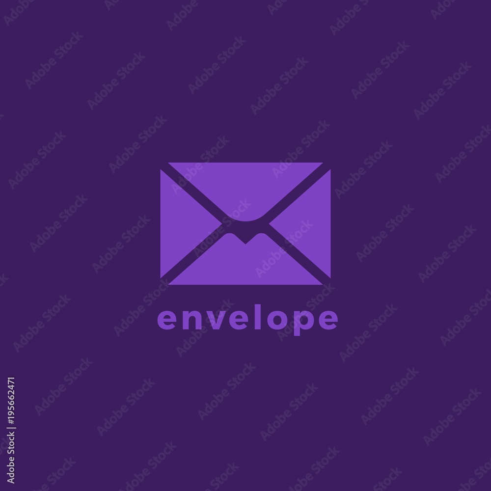 Flat vector illustration of stylized envelope. Minimalist silhouette logo for delivery service or post office Flat vector illustration of stylized envelope. Minimalist silhouette logo for delivery service or post office