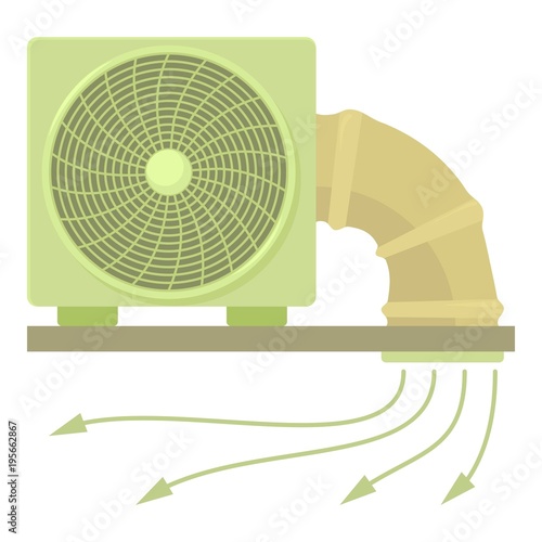 System fan and pipe icon, cartoon style