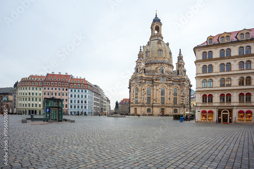  Church Frauenkirche in the cloudy day, Dresden, Saxony, Germany