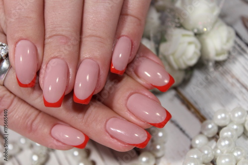 French manicure with pearls