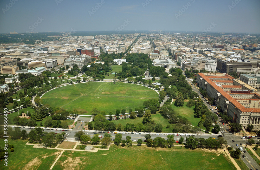 White House Aerial View from the top of Washington Monument, Washington DC, USA