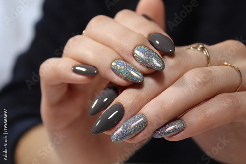 fashionable gray manicure