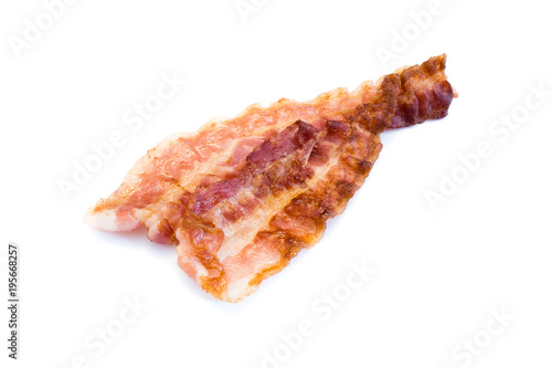 Bacon, Bauchspeck Frühstückspeck isoliert freigestellt auf weißen Hintergrund, Freisteller 