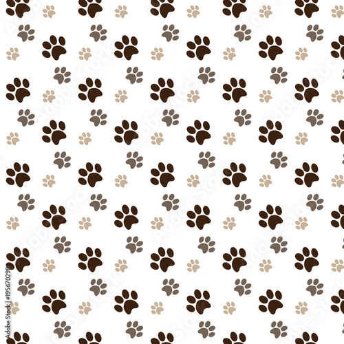 zoo animal pattern ornament with brown footprints dog