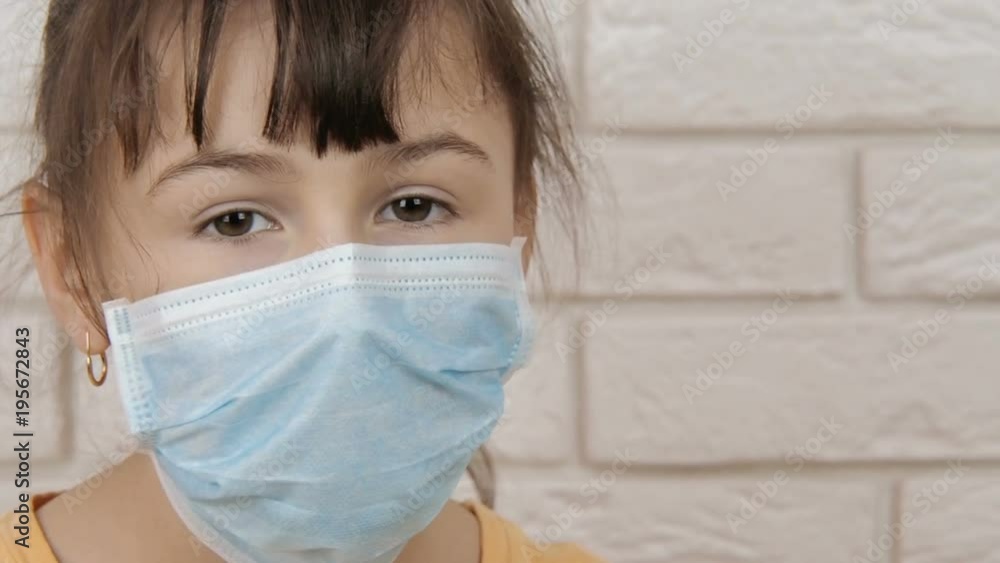 Sick child. Child in a medical mask. Sick child. Child in a medical mask.