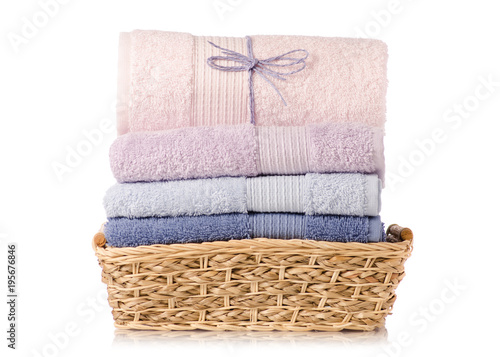 A stack towel in basket