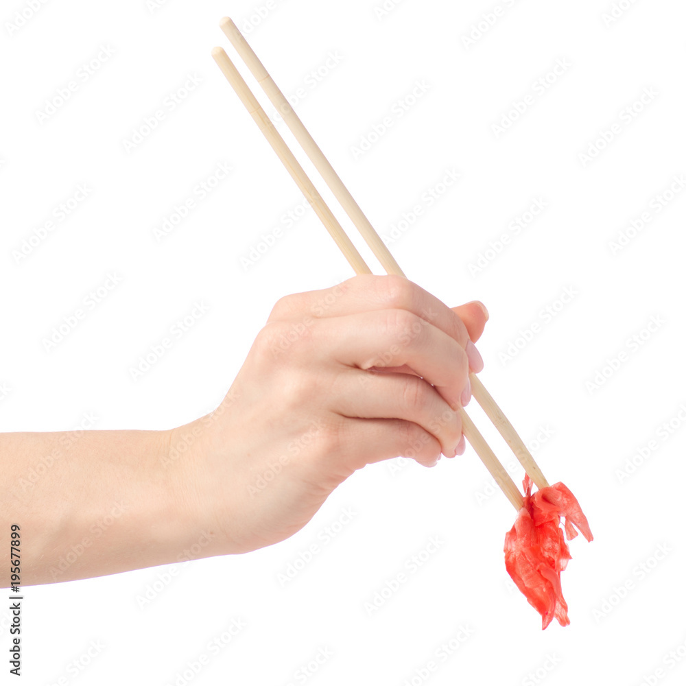 Marinated Ginger sushi in hand Marinated Ginger sushi in hand