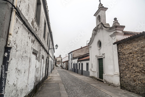 Ancient street in historic center of Santiago de Compostela, Galicia, Spain.