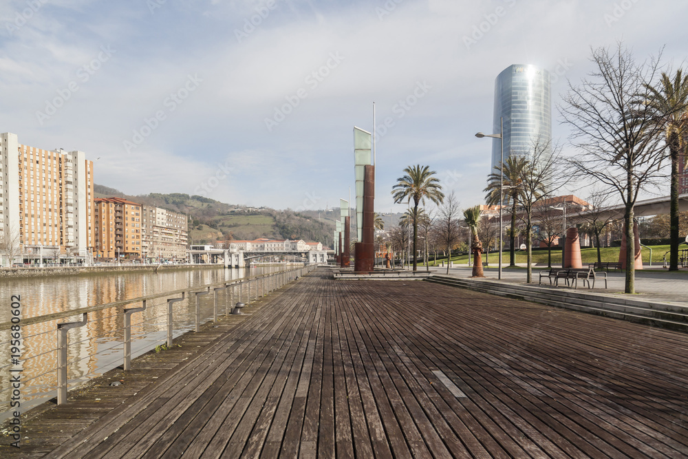 Promenade next to nervion river, Bilbao.Spain. Promenade next to nervion river, Bilbao.Spain.