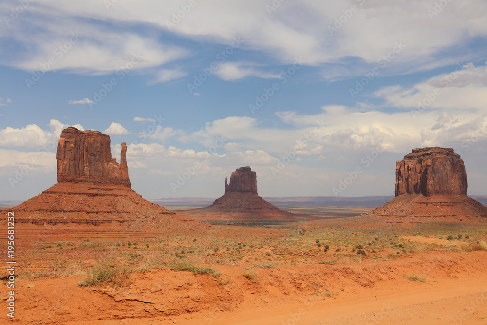 West Mitten Butte, East Mitten Butte and Merrick Butte in Monument Valley. Arizona. USA West Mitten Butte, East Mitten Butte and Merrick Butte in Monument Valley. Arizona. USA