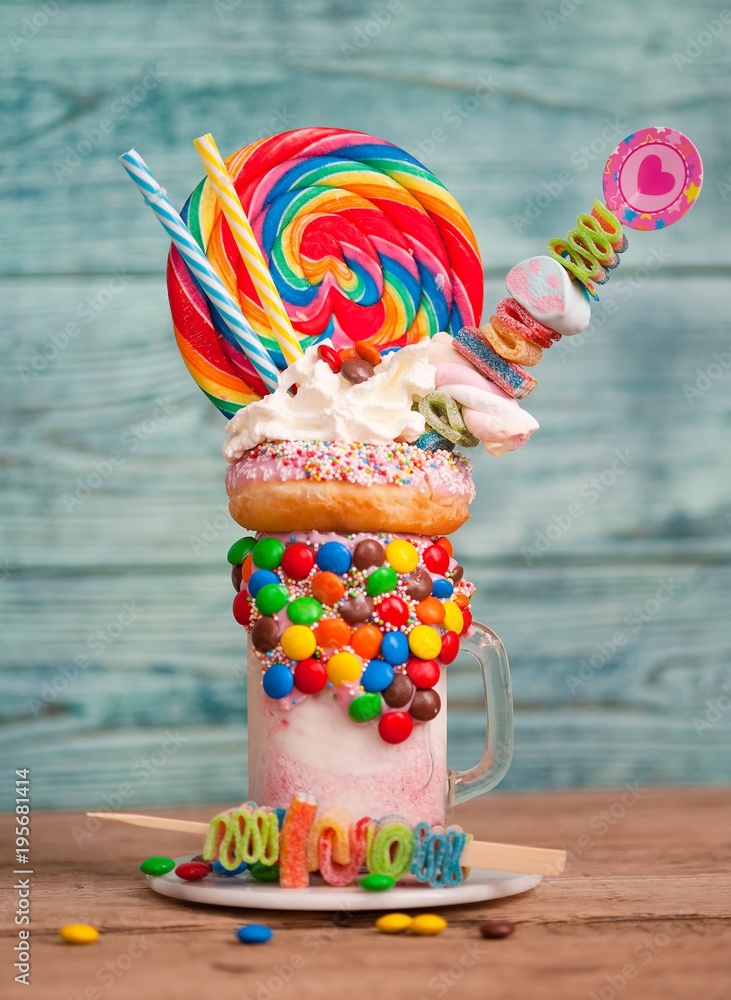 Extreme Milkshake Or Freak Shake Copyspace Stock Photo Adobe Stock