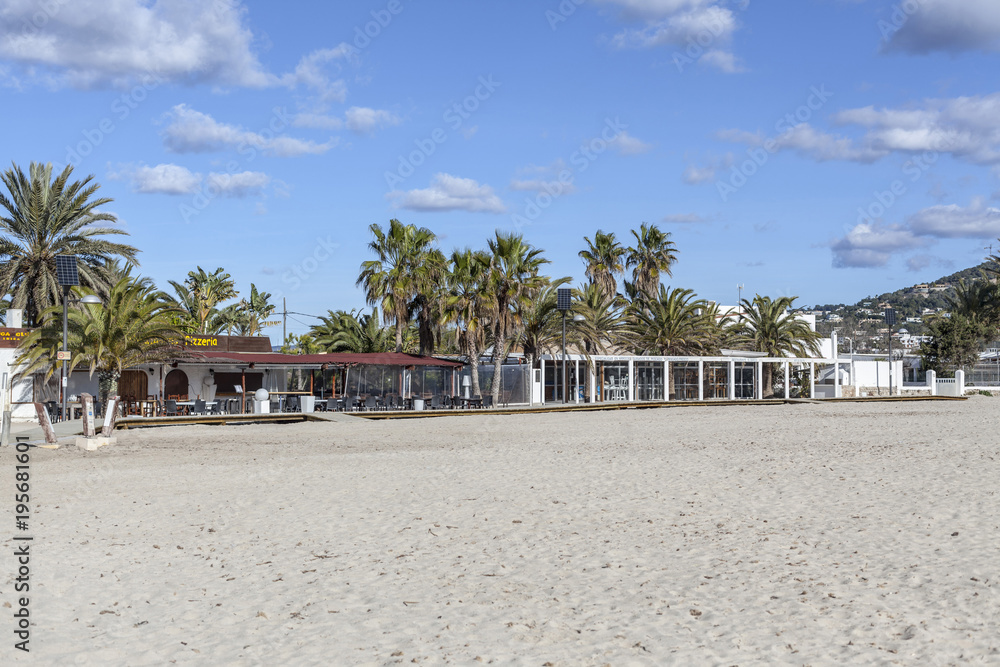 Obraz premium Talamanca beach, winter day, Ibiza city.Spain.
