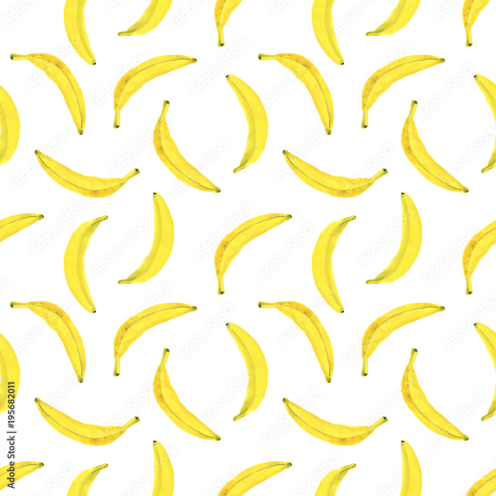 Bananas. Seamless Tropical pattern, watercolor hand drawn illustration Bananas. Seamless Tropical pattern, watercolor hand drawn illustration