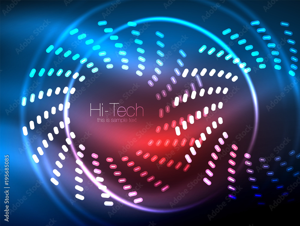 Glowing neon dotted shape abstract background, technology shiny concept design, magic space geometric background Glowing neon dotted shape abstract background, technology shiny concept design, magic space geometric background