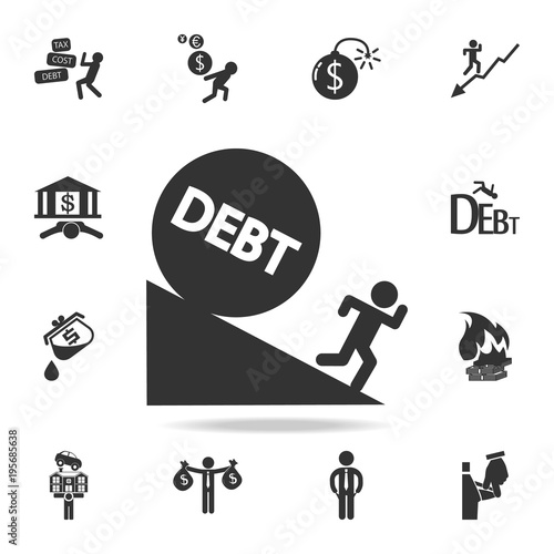 man running debt ball fall icon. Detailed set of finance, banking and profit element icons. Premium quality graphic design. One of the collection icons for websites, web design