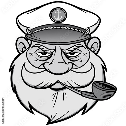 Sea Captain Illustration - A vector cartoon illustration of a Sea Captain mascot.