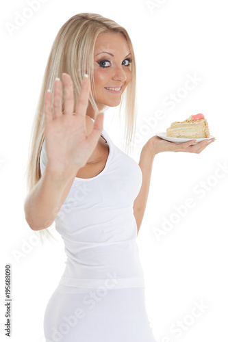 Young woman with cake.