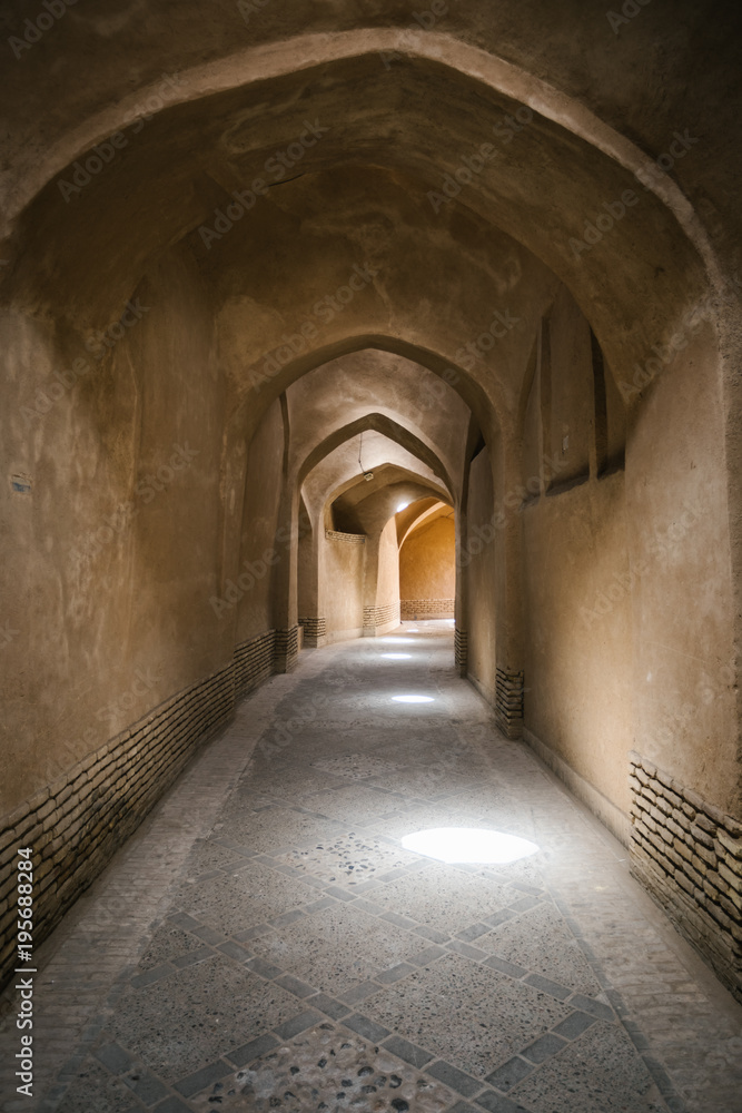 illuminated alley through oldtown of yazd illuminated alley through oldtown of yazd
