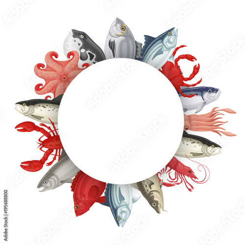 Seafood round banner