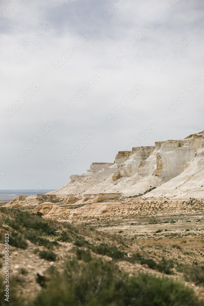 white mountains like steps in kazakh steppe white mountains like steps in kazakh steppe