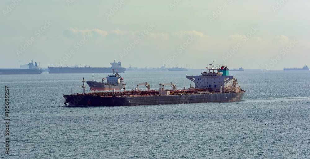 Oil tanker in Singapore Strait.